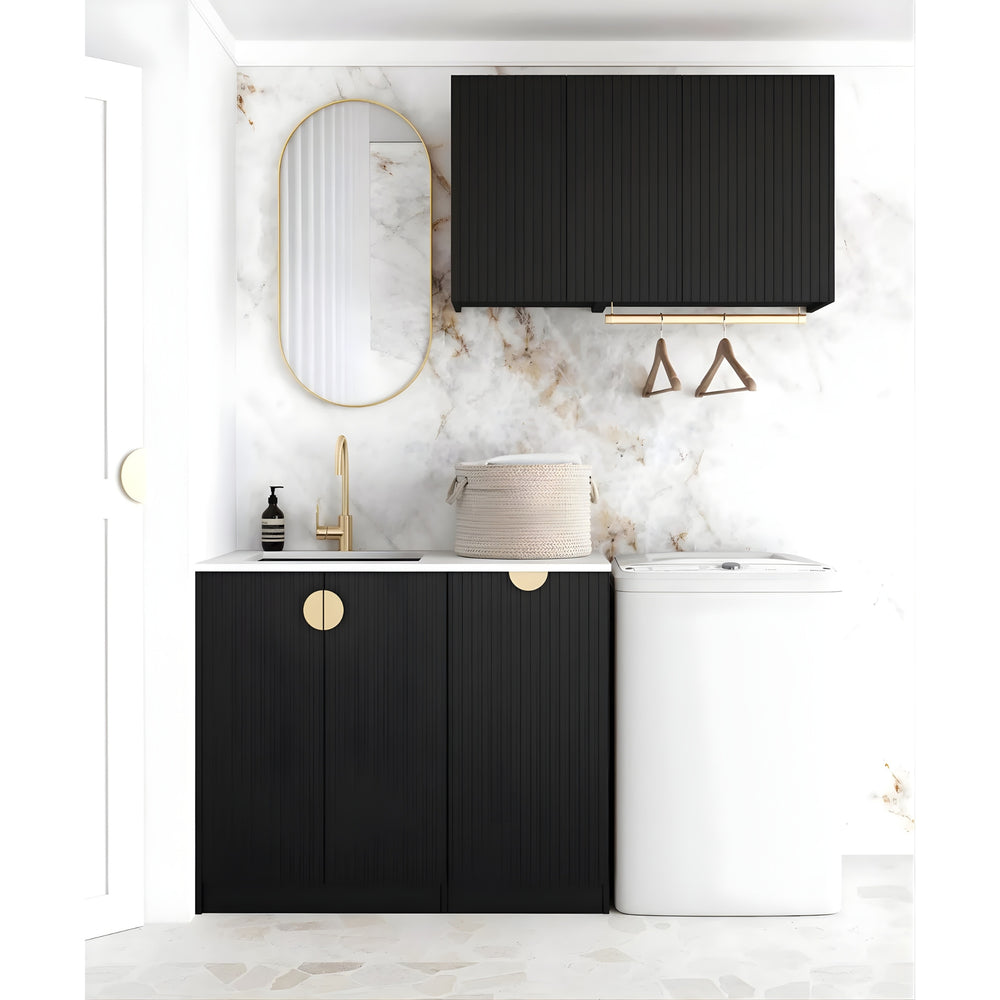 OTTI MARLO MATTE BLACK 1715MM LAUNDRY AND WALL CABINET WITH STONE TOP & SINK (PACKAGE-A)