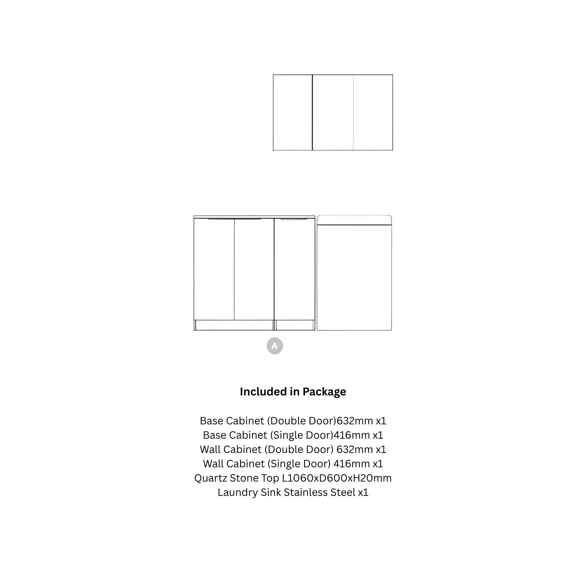 OTTI NOOSA MATTE WHITE 1715MM LAUNDRY AND WALL CABINET WITH STONE TOP & SINK (PACKAGE-A)