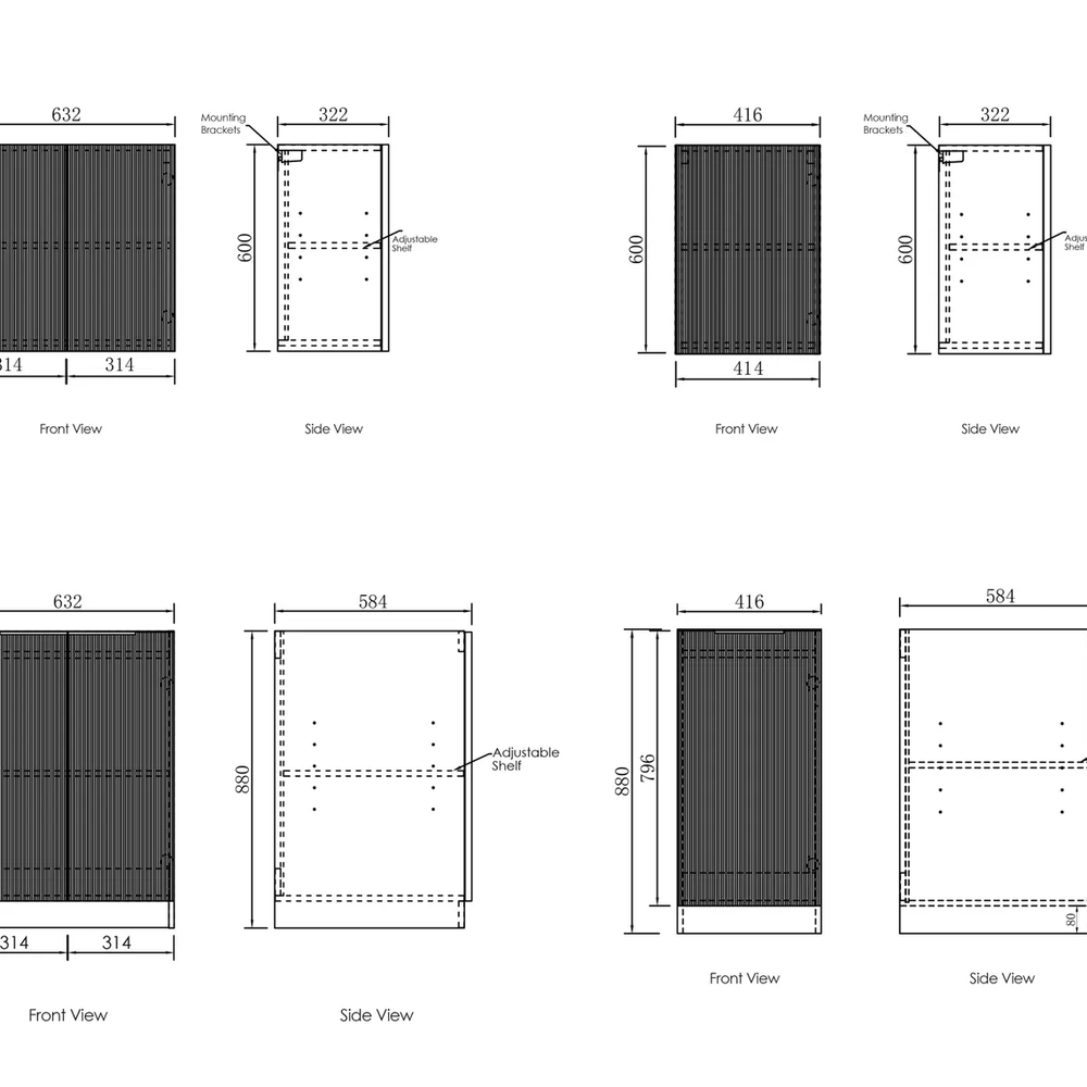 OTTI BONDI MATTE WHITE 1715MM LAUNDRY AND WALL CABINET WITH STONE TOP & SINK (PACKAGE-B)