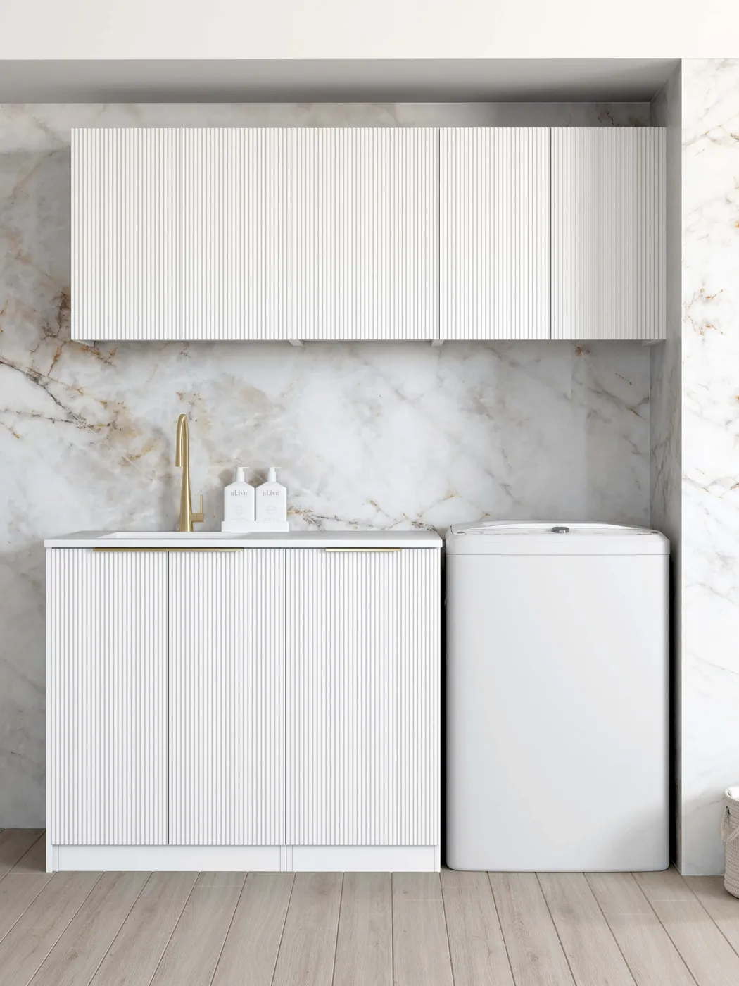 OTTI BONDI MATTE WHITE 1715MM LAUNDRY AND WALL CABINET WITH STONE TOP & SINK (PACKAGE-B)
