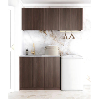 OTTI HAVANA SABLE WALNUT FLUTED 1715MM LAUNDRY AND WALL CABINET WITH STONE TOP & SINK (PACKAGE-B)