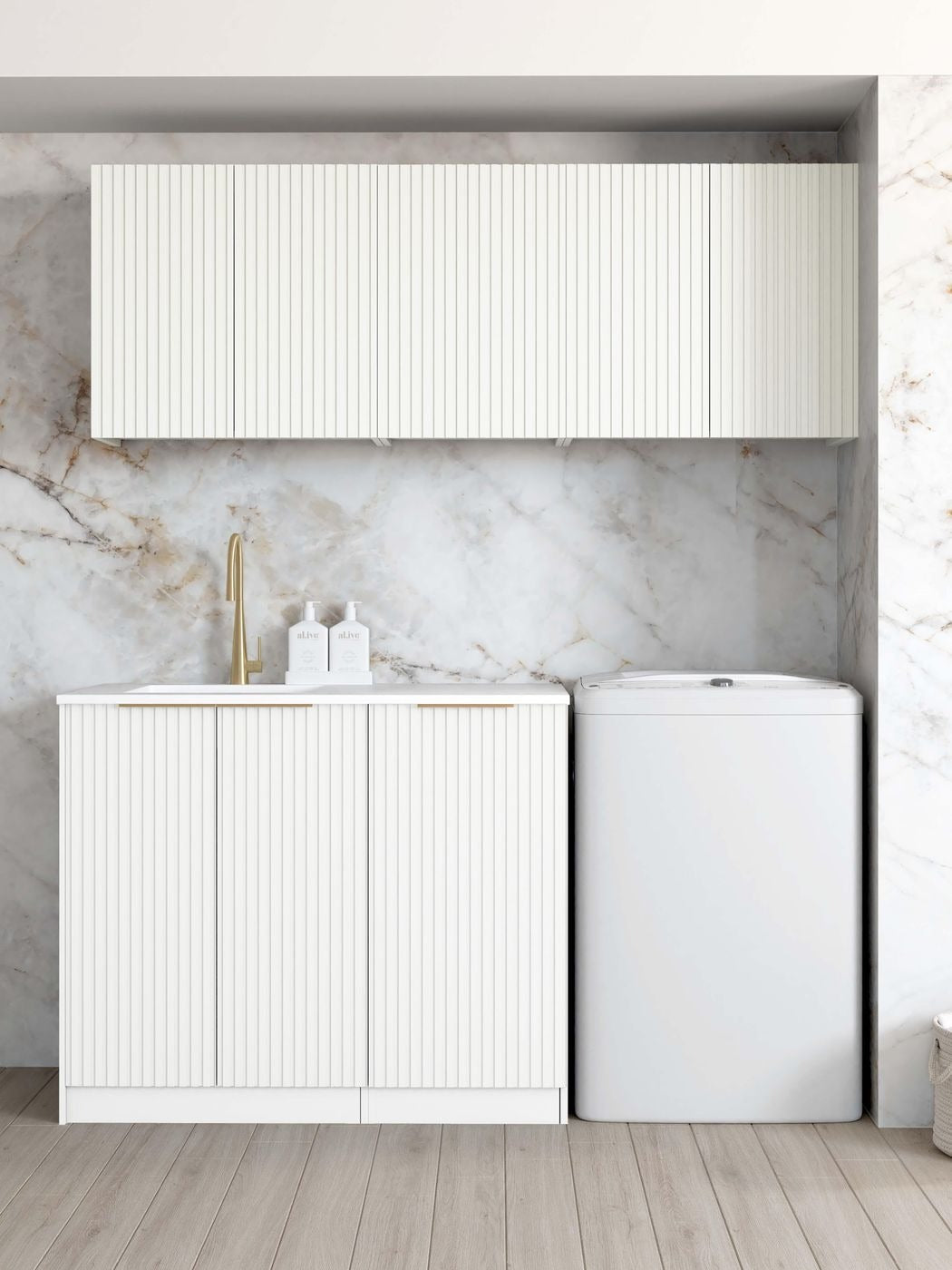 OTTI NOOSA MATTE WHITE 1715MM LAUNDRY AND WALL CABINET WITH STONE TOP & SINK (PACKAGE-B)