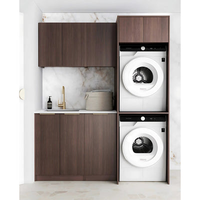 OTTI HAVANA SABLE WALNUT FLUTED 1715MM LAUNDRY AND WALL CABINET WITH STONE TOP & SINK (PACKAGE-C)