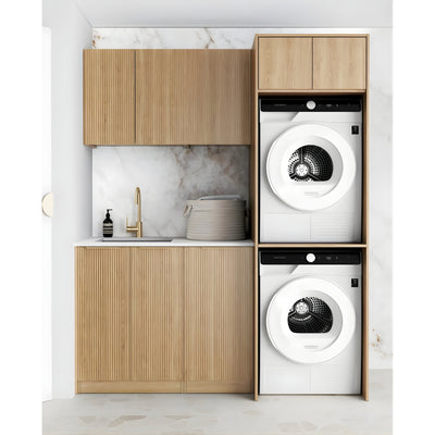 OTTI HAVANA WOODLAND OAK FLUTED 1715MM LAUNDRY AND WALL CABINET WITH STONE TOP & SINK (PACKAGE-C)