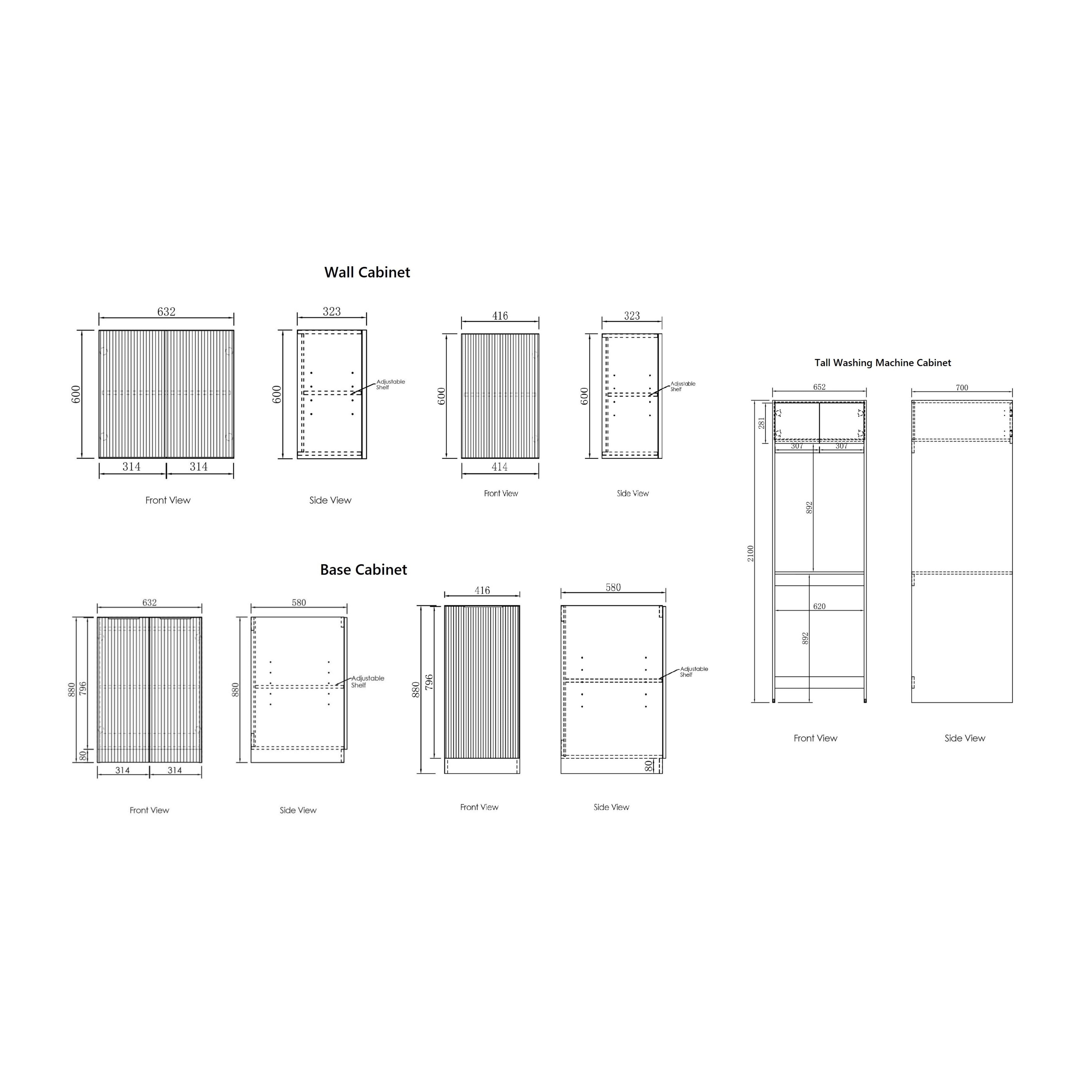 OTTI HAVANA SABLE WALNUT FLUTED 1715MM LAUNDRY AND WALL CABINET WITH STONE TOP & SINK (PACKAGE-C)