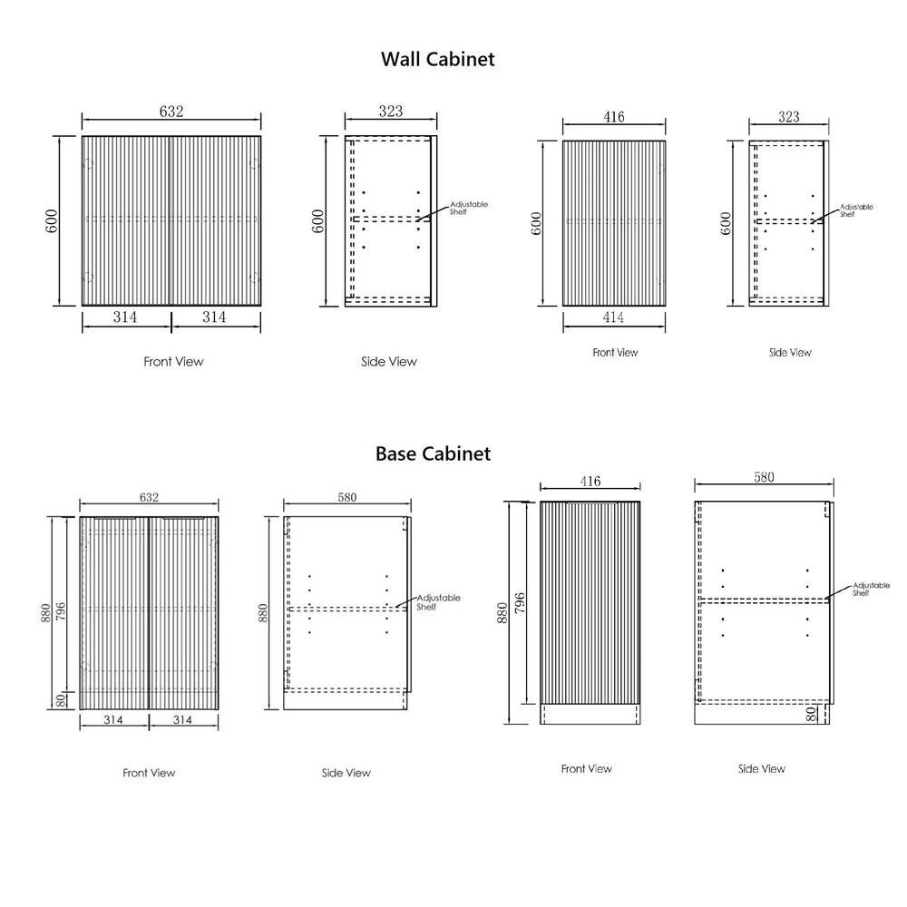 OTTI HAVANA WOODLAND OAK FLUTED 1715MM LAUNDRY AND WALL CABINET WITH STONE TOP & SINK (PACKAGE-B)