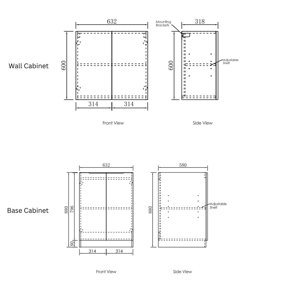 OTTI BYRON BLACK OAK 1300MM LAUNDRY AND WALL CABINET WITH STONE TOP & SINK (PACKAGE-A)