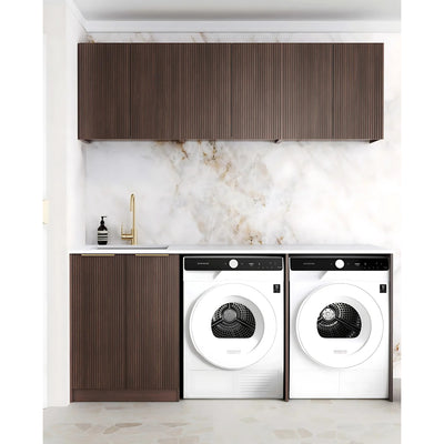 OTTI HAVANA SABLE WALNUT FLUTED 1960MM LAUNDRY AND WALL CABINET WITH STONE TOP & SINK (PACKAGE-A)