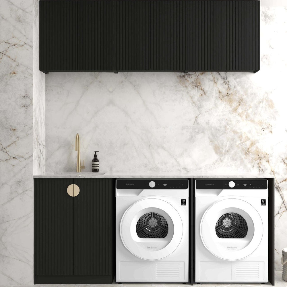 OTTI MARLO MATTE BLACK 1960MM LAUNDRY AND WALL CABINET WITH STONE TOP & SINK (PACKAGE-A)