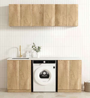 OTTI BYRON NATURAL OAK 1960MM LAUNDRY AND WALL CABINET WITH STONE TOP & SINK (PACKAGE-B)