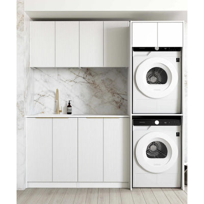 OTTI BONDI MATTE WHITE 1960MM LAUNDRY AND WALL CABINET WITH STONE TOP & SINK (PACKAGE-C)
