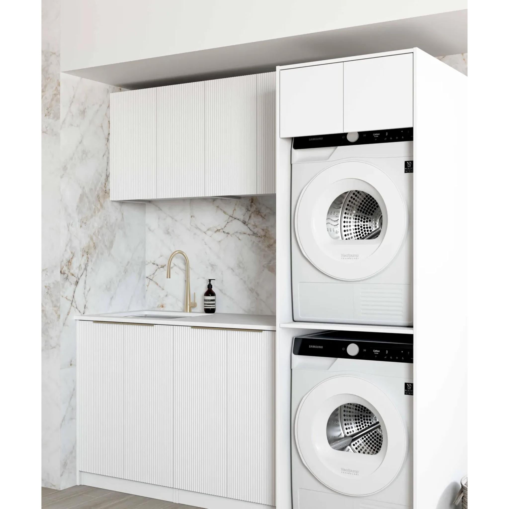 OTTI BONDI MATTE WHITE 1960MM LAUNDRY AND WALL CABINET WITH STONE TOP & SINK (PACKAGE-C)