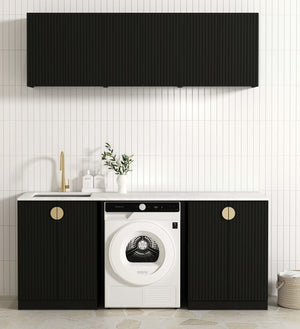 OTTI MARLO MATTE BLACK 1960MM LAUNDRY AND WALL CABINET WITH STONE TOP & SINK (PACKAGE-B)