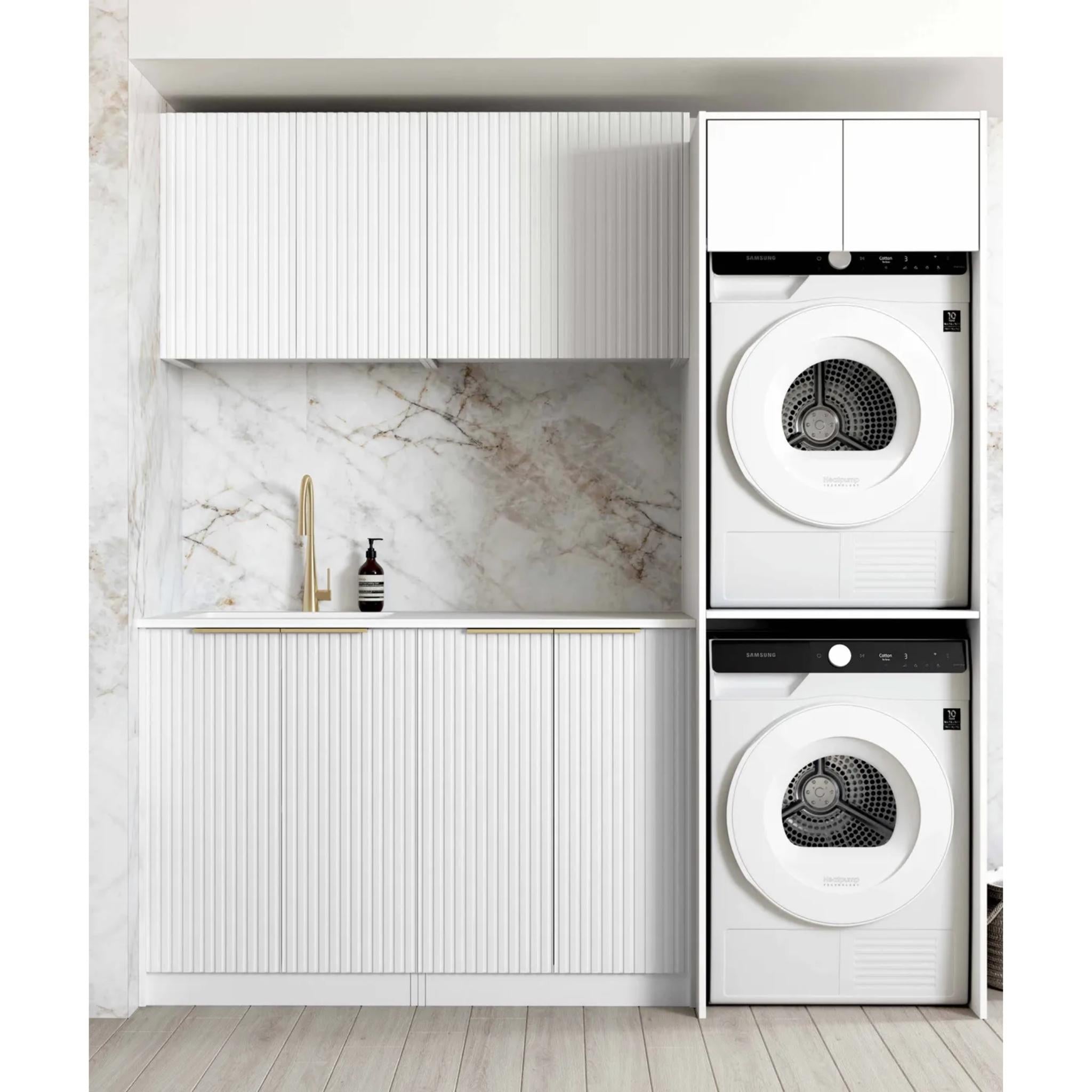 OTTI NOOSA MATTE WHITE 1960MM LAUNDRY AND WALL CABINET WITH STONE TOP & SINK (PACKAGE-C)