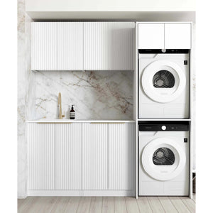 OTTI NOOSA MATTE WHITE 1960MM LAUNDRY AND WALL CABINET WITH STONE TOP & SINK (PACKAGE-C)