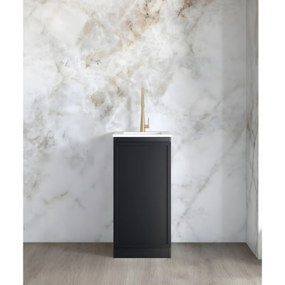 OTTI HAMPSHIRE MATTE BLACK 430MM MINI LAUNDRY CABINET WITH STONE TOP & SINK