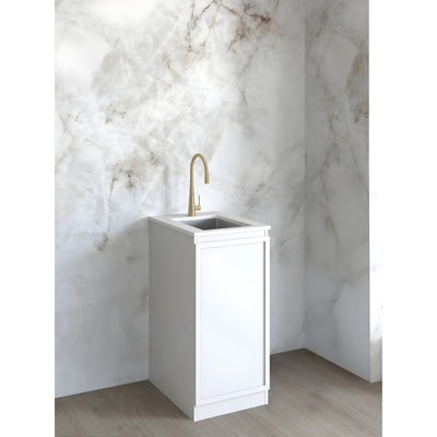 OTTI HAMPSHIRE MATTE WHITE 430MM MINI LAUNDRY CABINET WITH STONE TOP & SINK