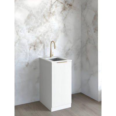OTTI BONDI MATTE WHITE 430MM MINI LAUNDRY CABINET WITH STONE TOP & SINK