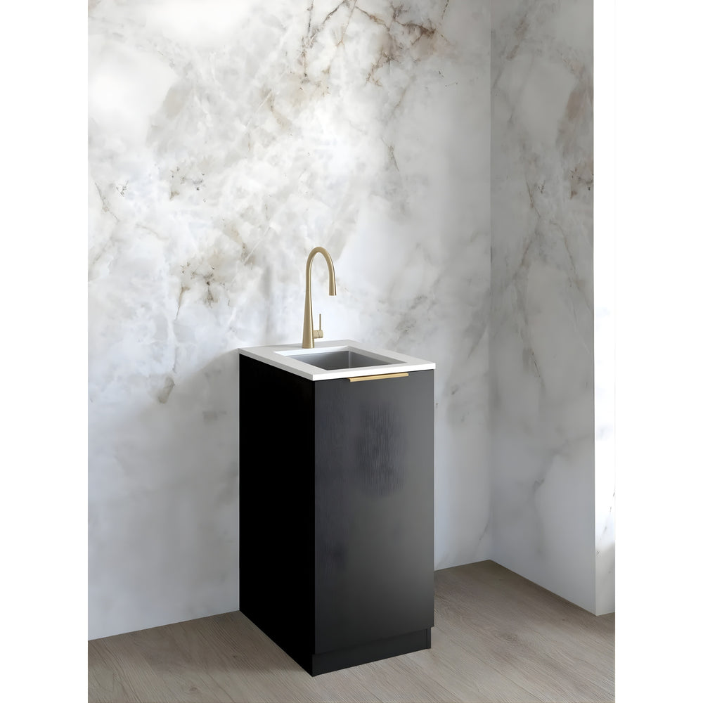 OTTI BYRON BLACK OAK 430MM MINI LAUNDRY CABINET WITH STONE TOP & SINK