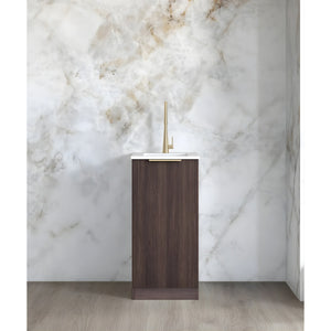 OTTI HAVANA SABLE WALNUT FLUTED 430MM MINI LAUNDRY CABINET WITH STONE TOP & SINK