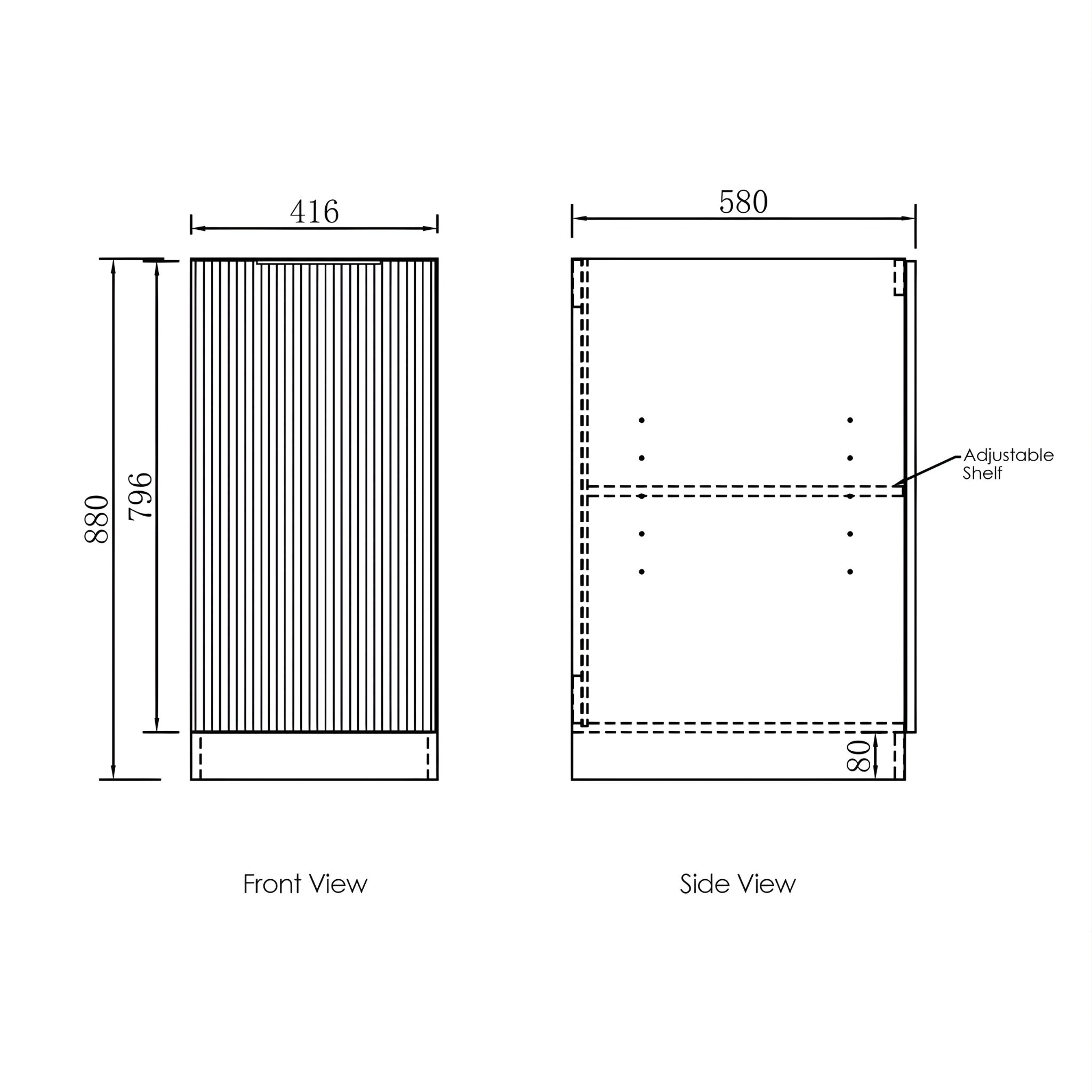 OTTI HAVANA SABLE WALNUT FLUTED 430MM MINI LAUNDRY CABINET WITH STONE TOP & SINK