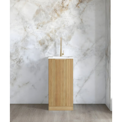 OTTI HAVANA WOODLAND OAK FLUTED 430MM MINI LAUNDRY CABINET WITH STONE TOP & SINK