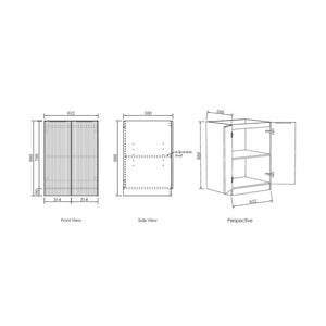 OTTI HAVANA SABLE WALNUT FLUTED 1060MM BASE LAUNDRY CABINET WITH STONE TOP & SINK