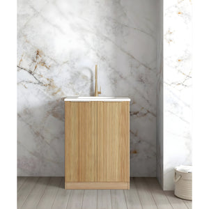 OTTI HAVANA WOODLAND OAK 650MM MINI LAUNDRY CABINET WITH STONE TOP & SINK