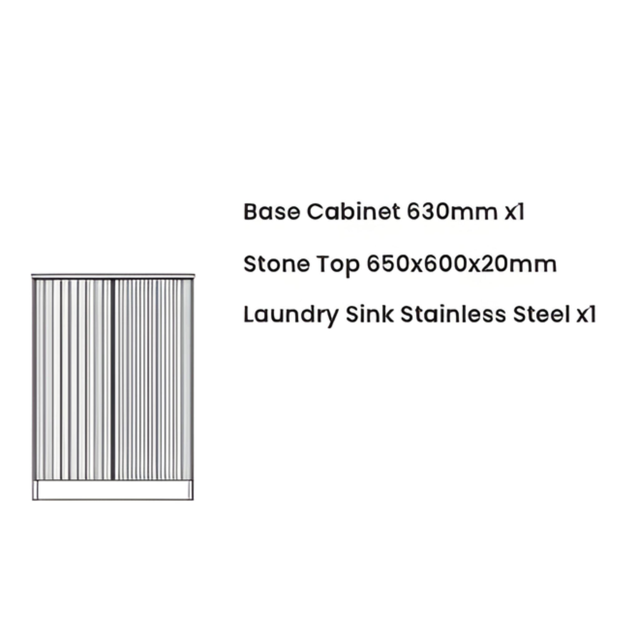 OTTI HAVANA WOODLAND OAK 650MM MINI LAUNDRY CABINET WITH STONE TOP & SINK