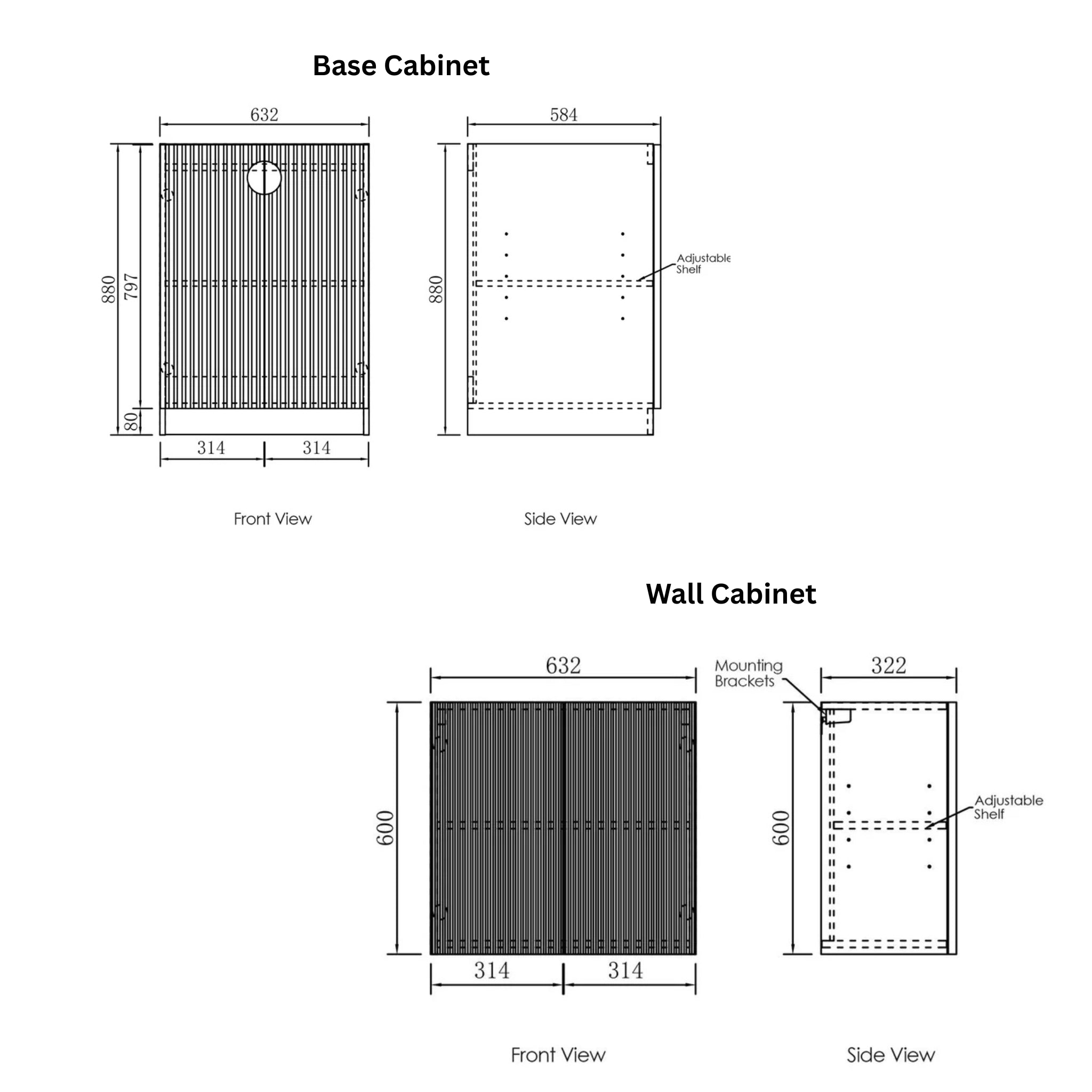 OTTI MARLO MATTE BLACK 650MM MINI LAUNDRY SET WITH STONE TOP & SINK