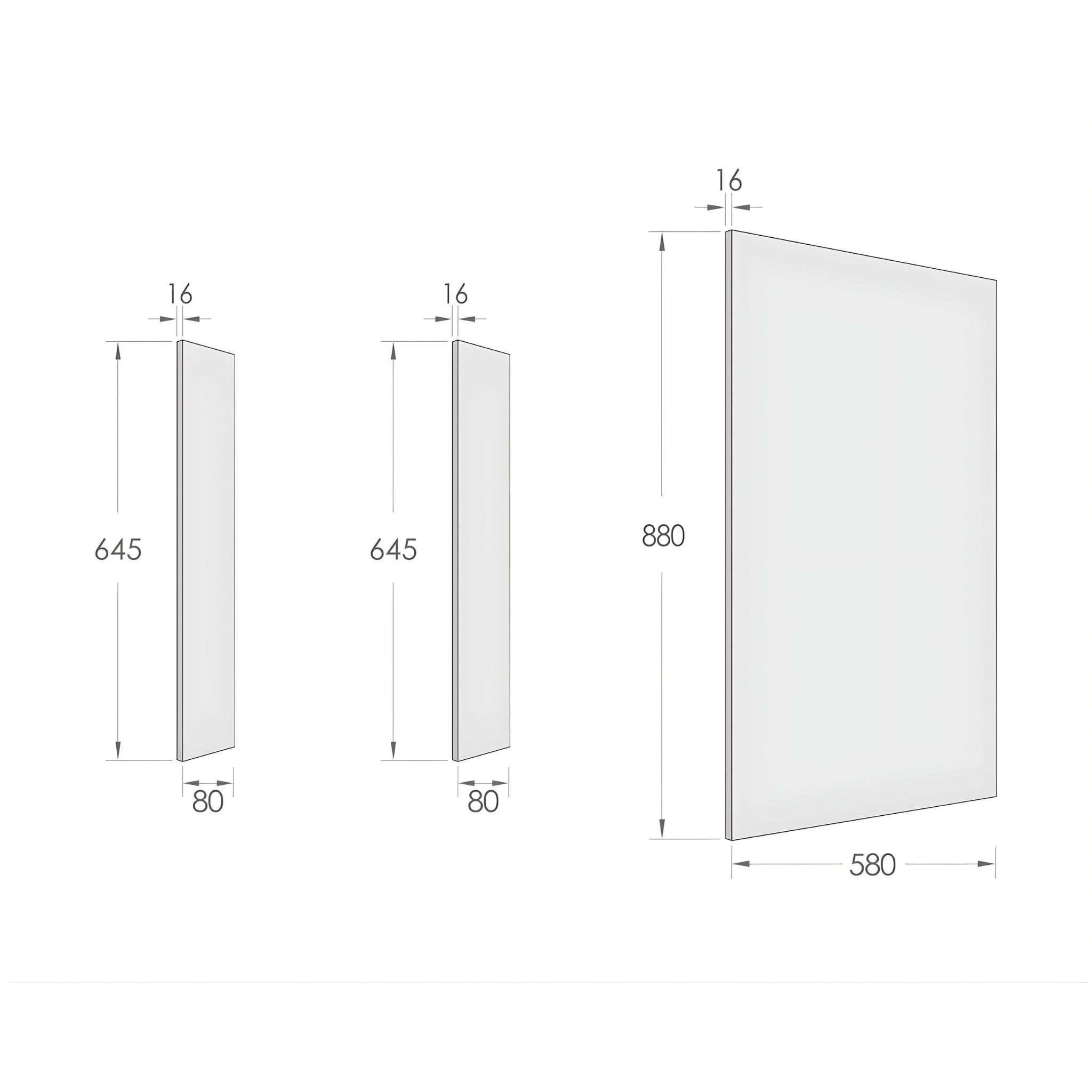 OTTI MATTE BLACK 580MM LAUNDRY FLOOR CABINET END PANEL WITH INSTALLATION KIT