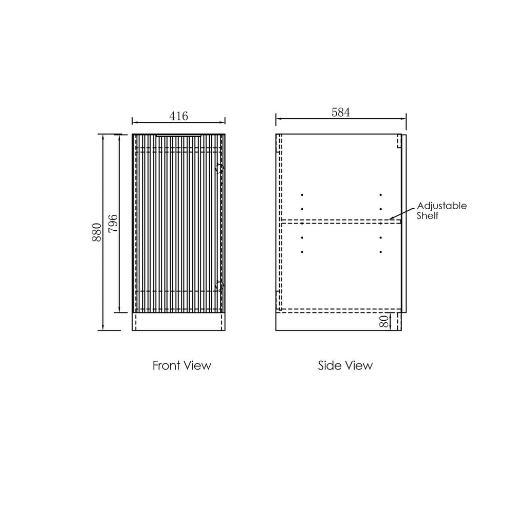 OTTI NOOSA MATTE WHITE FLUTED 415MM BASE LAUNDRY CABINET