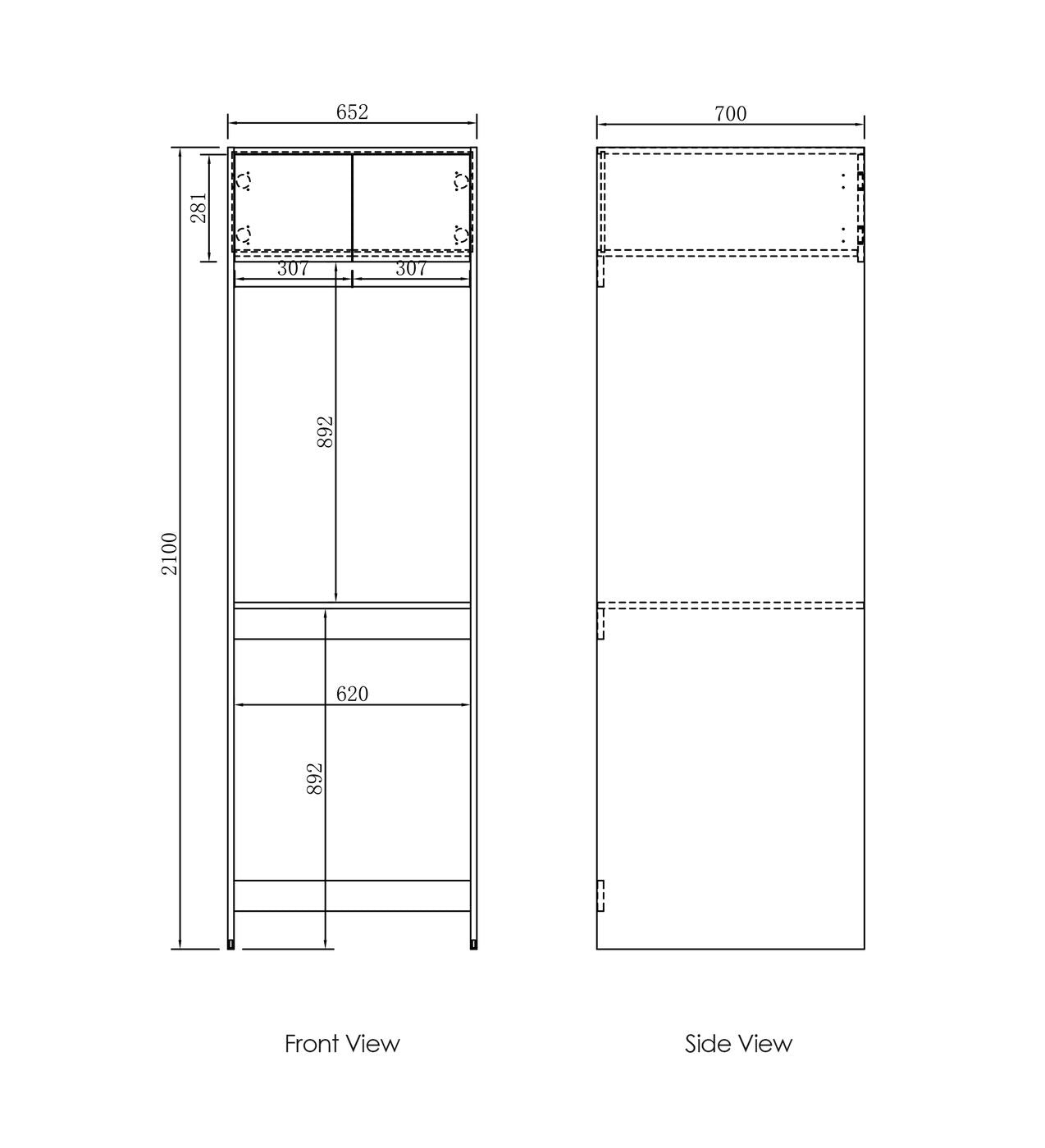 OTTI HAMPSHIRE BLACK 2100MM LAUNDRY TALL WASHING MACHINE CABINET