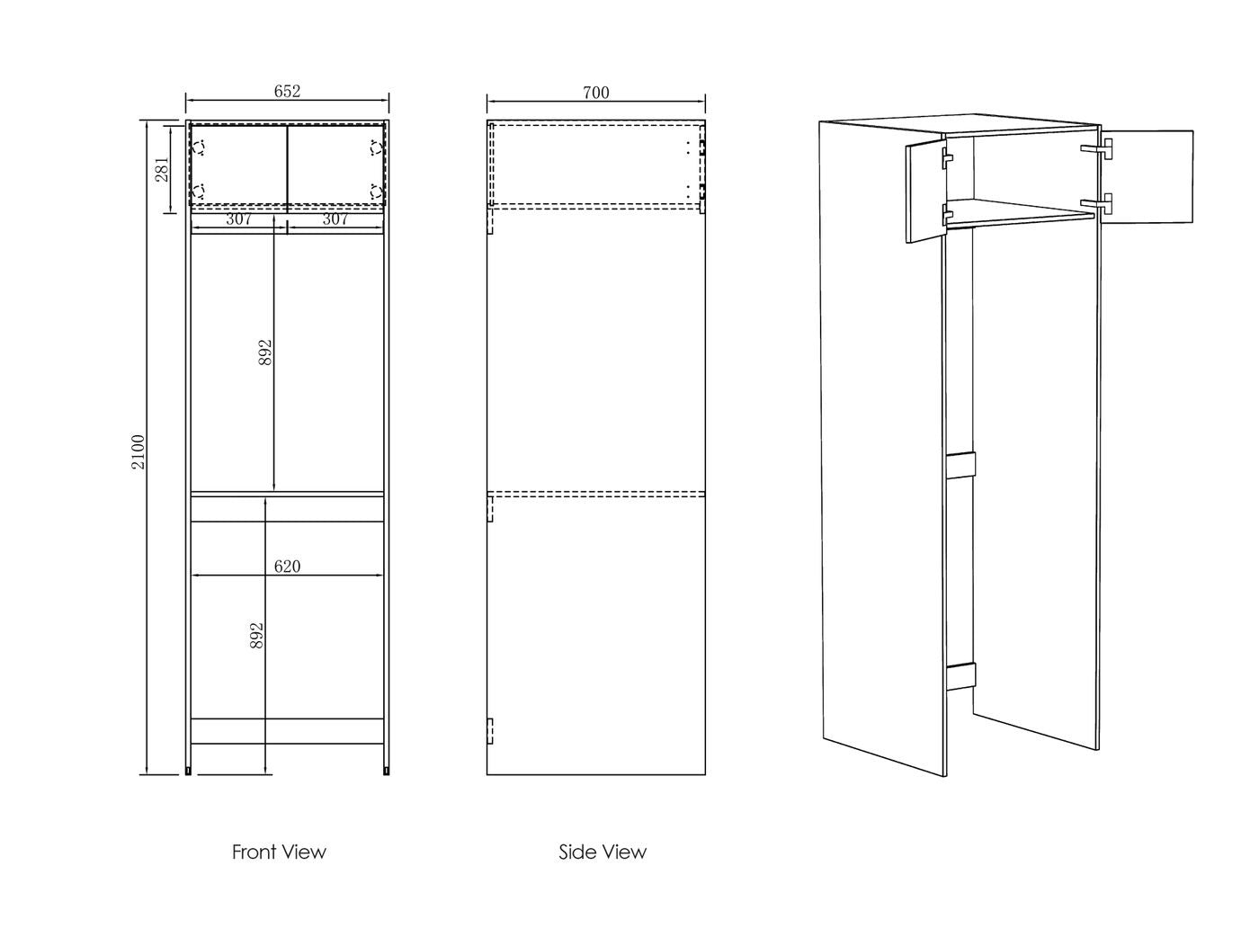 OTTI BYRON BLACK OAK 2100MM LAUNDRY TALL WASHING MACHINE CABINET