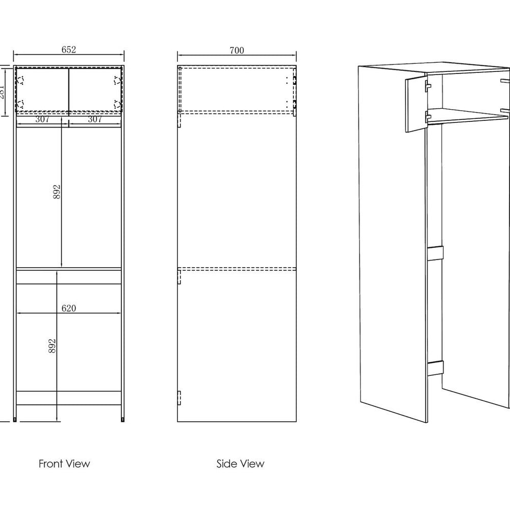 OTTI BYRON NATURAL OAK 2100MM LAUNDRY TALL WASHING MACHINE CABINET