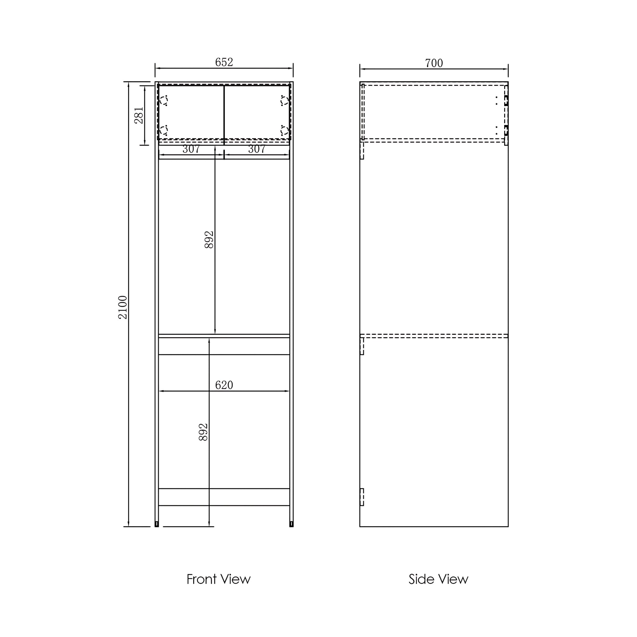 OTTI HAVANA SABLE WALNUT 2100MM LAUNDRY TALL WASHING MACHINE CABINET