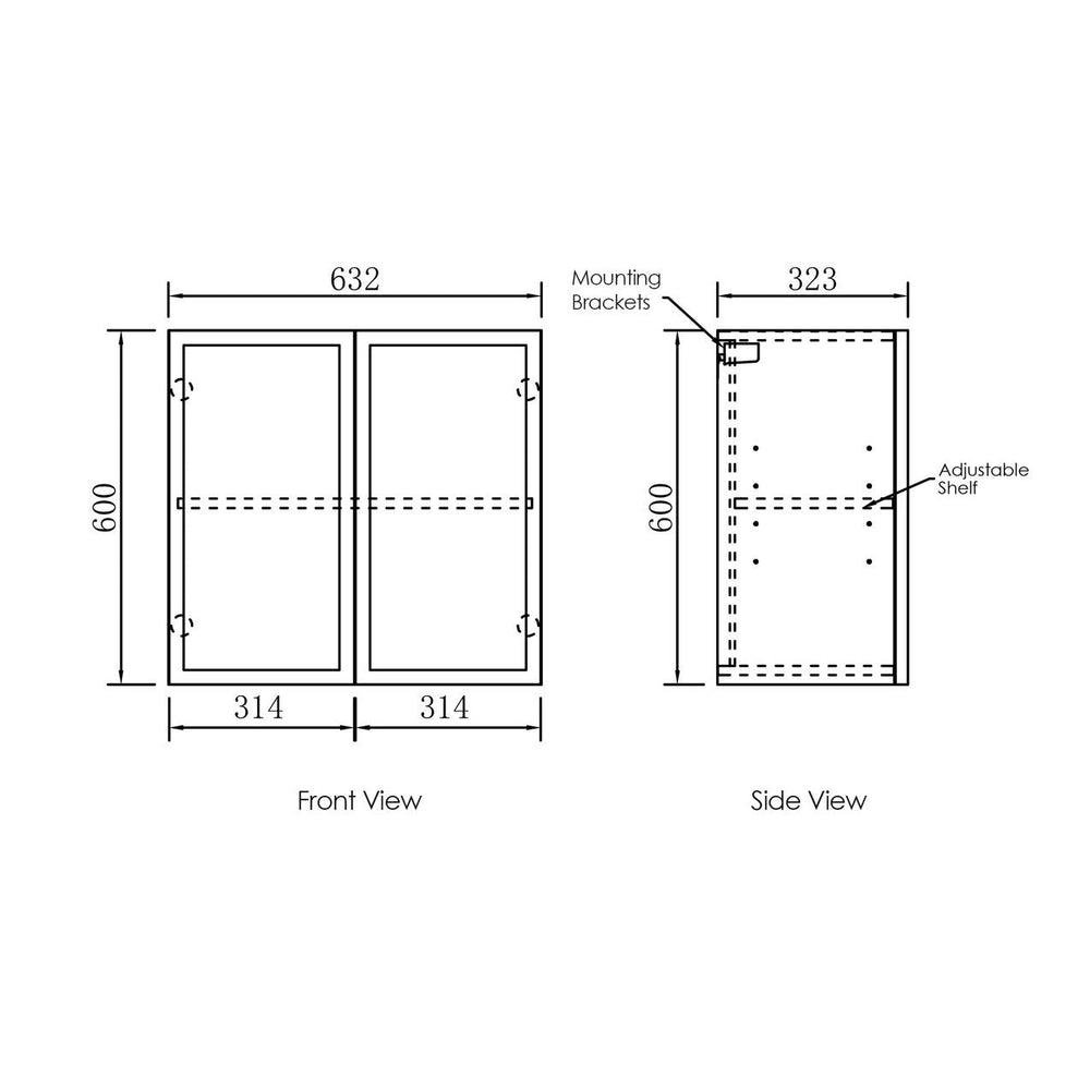 OTTI HAMPSHIRE MATTE BLACK 630MM WALL LAUNDRY CABINET