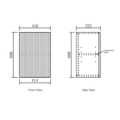 OTTI HAVANA SABLE WALNUT FLUTED 415MM WALL LAUNDRY CABINET