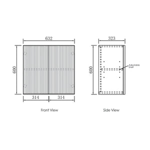 OTTI HAVANA SABLE WALNUT FLUTED 630MM WALL LAUNDRY CABINET