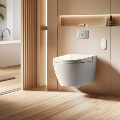 LAFEME SESTO SMART TOILET WALL HUNG PACKAGE W/ AUTOFLUSH GLOSS WHITE