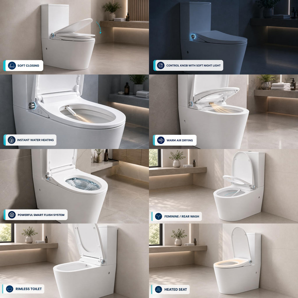 LAFEME THEA STANDARD LUNA RIMLESS BACK TO WALL SMART TOILET WHITE