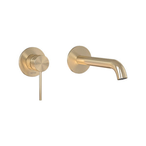 FELTON LINEA WALL MOUNTED BASIN/BATH MIXER 200MM BRUSHED GOLD