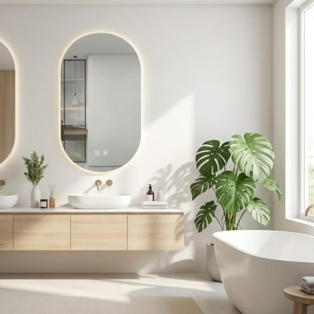 VITO LUMIX OVAL FRAMELESS BACKLIT SMART LED MIRROR 500X900MM