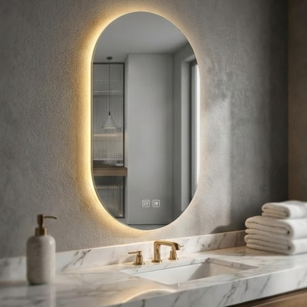 VITO LUMIX OVAL FRAMELESS BACKLIT SMART LED MIRROR 500X900MM