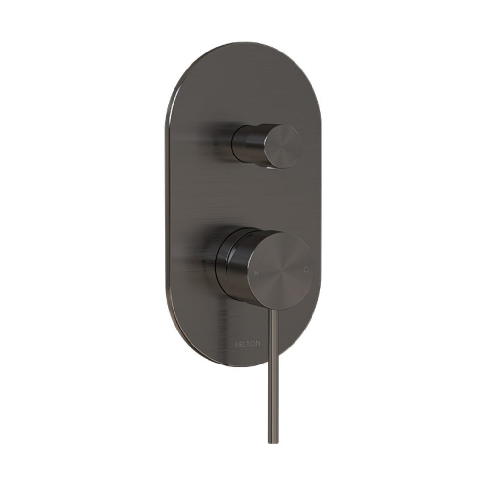 FELTON LINEA DIVERTER MIXER 224MM BRUSHED GUN METAL