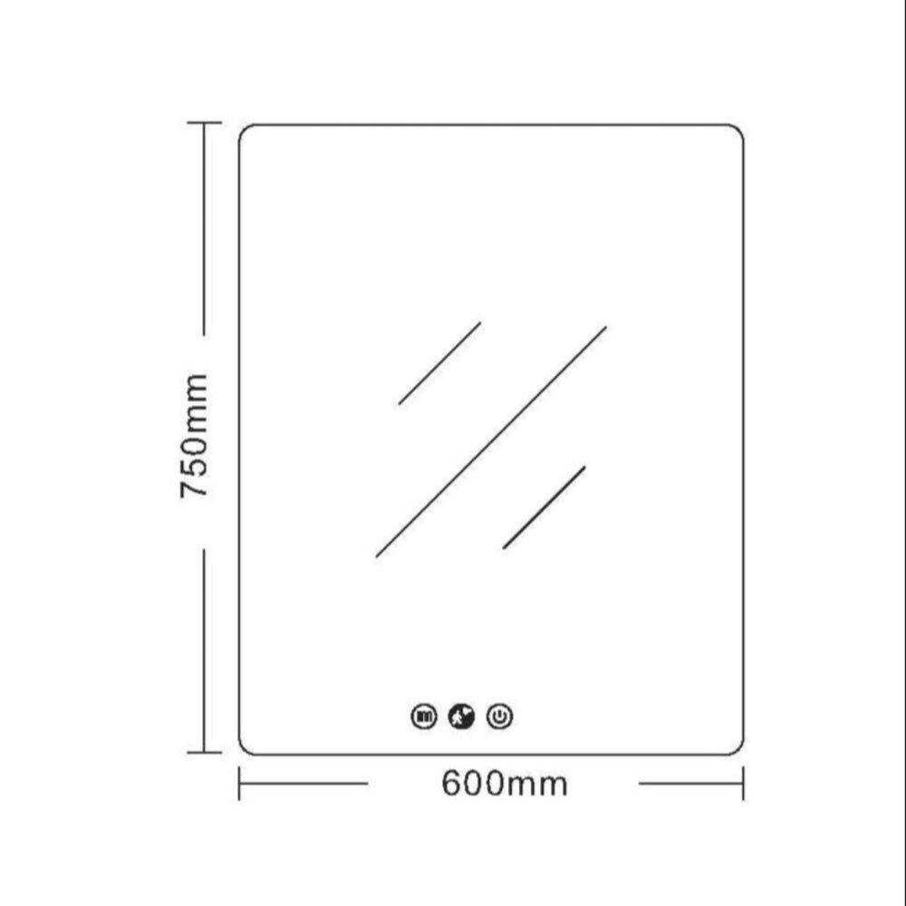 MERCIO LUNA FRAMELESS RECTANGULAR LED MIRROR 600X750MM
