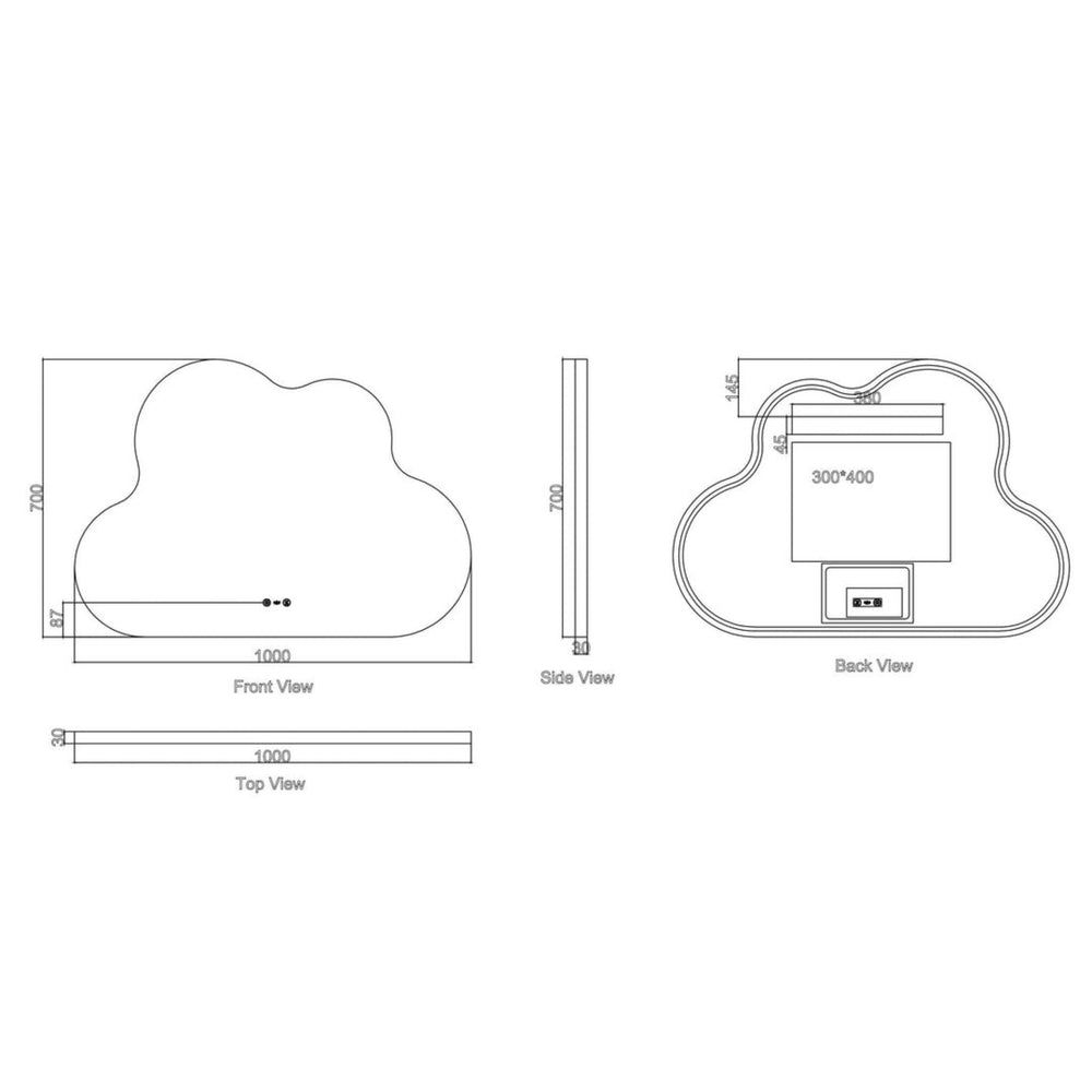 MERCIO LUNA FRAMELESS CLOUD LED MIRROR 700X1000MM