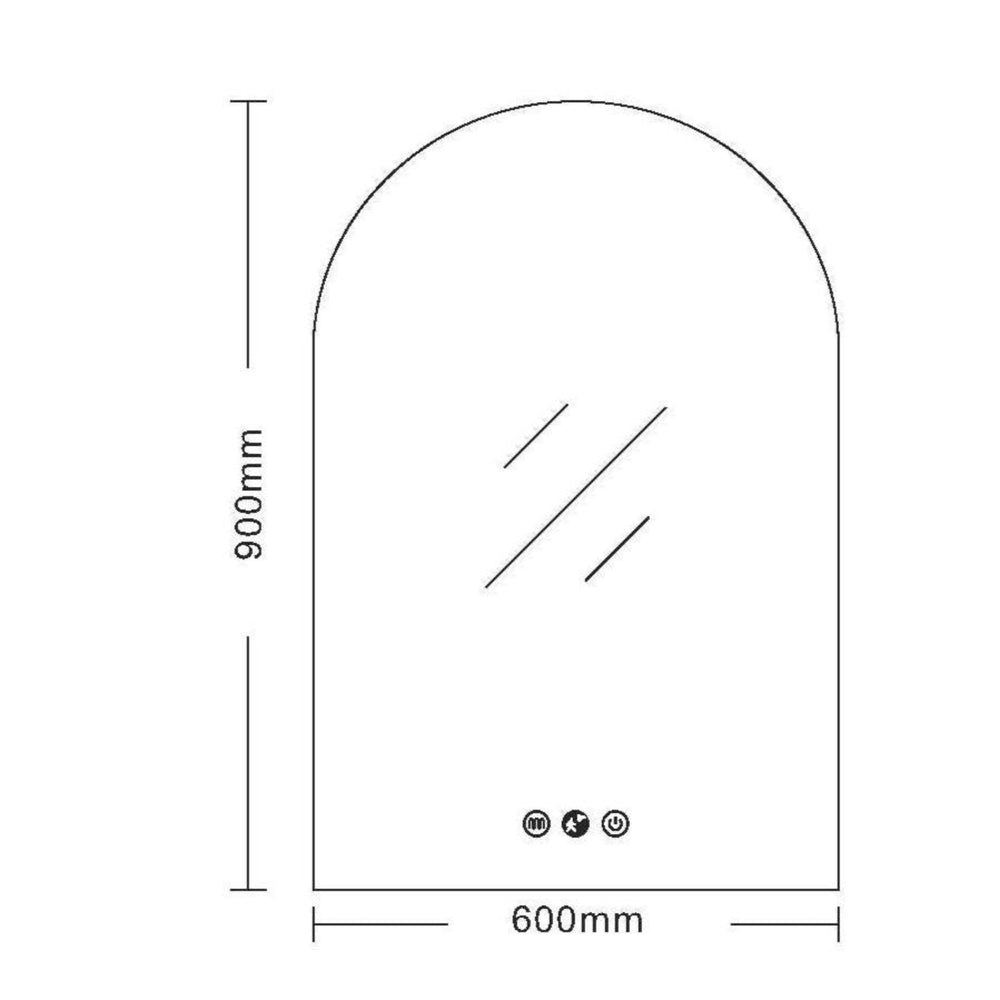 MERCIO LUNA FRAMELESS ARCH LED MIRROR 600X900MM