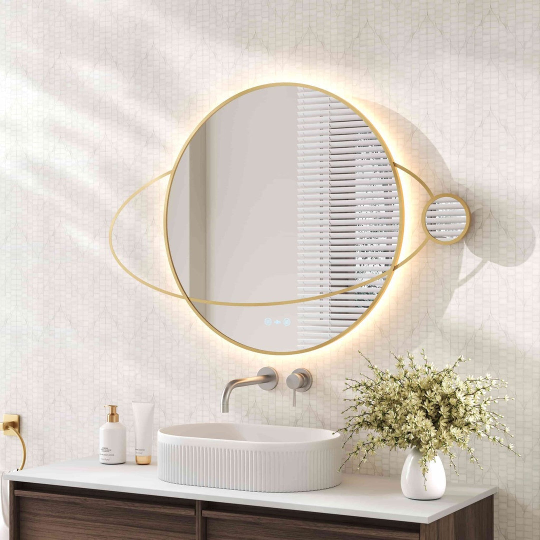 MERCIO LUNA FRAMELESS PLANET LED MIRROR 950X800MM