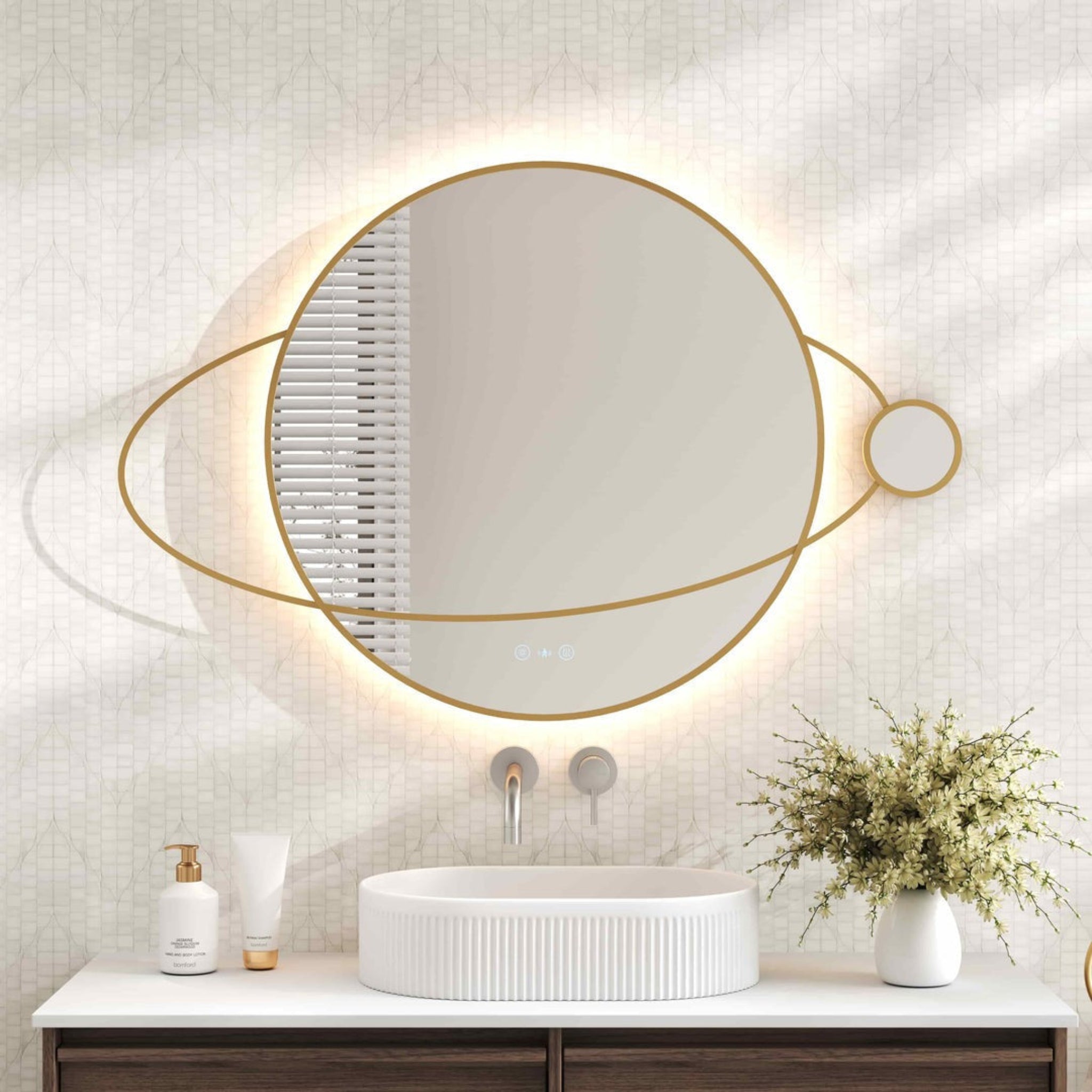 MERCIO LUNA FRAMELESS PLANET LED MIRROR 950X800MM